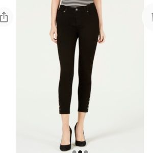 NEW Kut From The Kloth Connie Snap Hem Ankle Crop Skinny Jeans, Size 0, Black